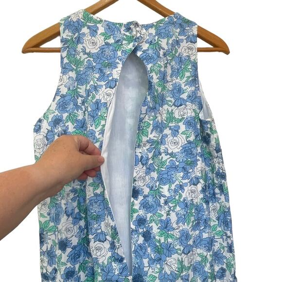Poeta Floral Shift Dress Sz M Women’s NEW Sun Dress Tank Blue White Peekaboo - Picture 7 of 9